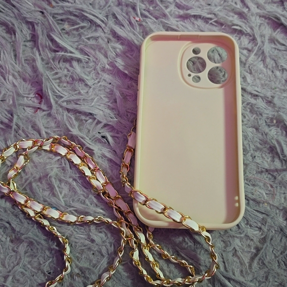 Unbranded White Camilla Quilted W/ Gold Crossbody Chain IPhone Pro Max (NEW) - Picture 3 of 4